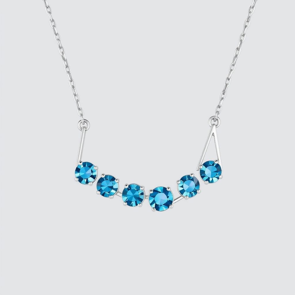 Blue topaz gems 3mm size. Ladies necklace 
