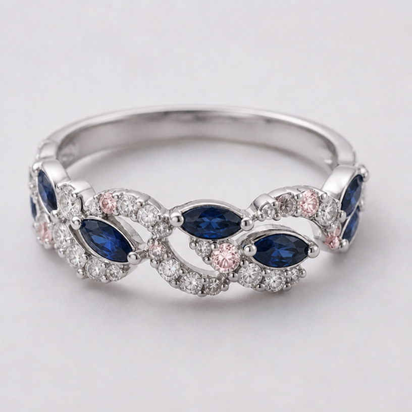 add morganite as an accent
edit the attached jewelry design with these instructions: add morganite as an accent. keep it photorealistic, just the design no text