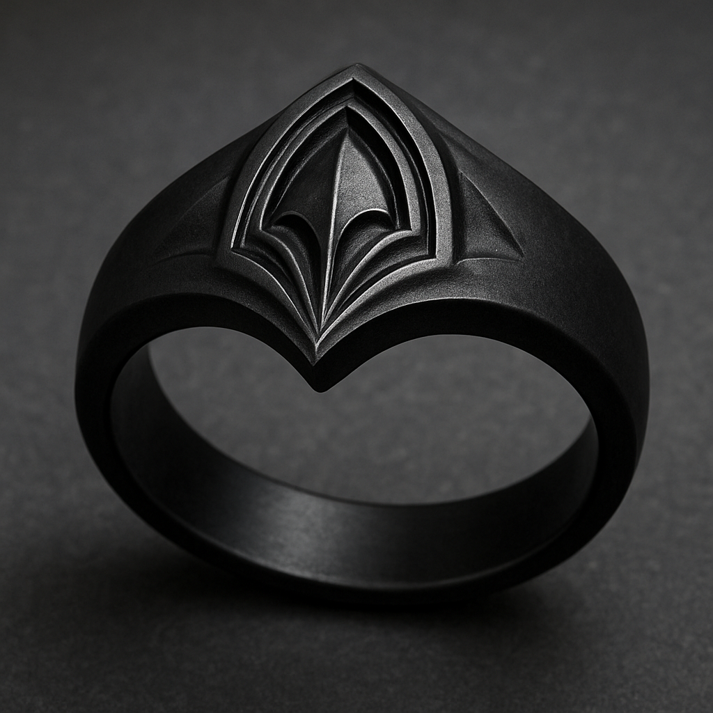 Black titanium ring, very cool, i do want black sparked but Not coming out of the ring, I work in Security so would need to be a Bit plain  