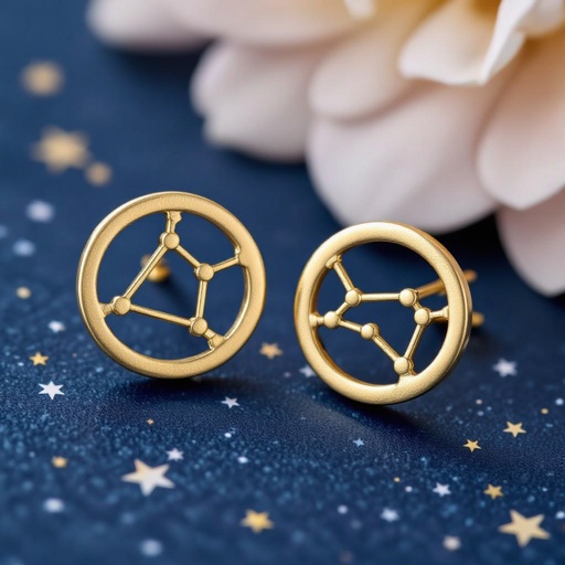 Небольшие золотые матовые серьги в виде созвездия
