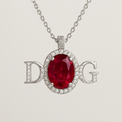 ruby with D and G letters pendant 