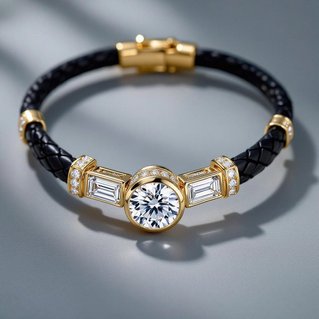 Necklace of geometric snake leather with diamonds of architecture shapes