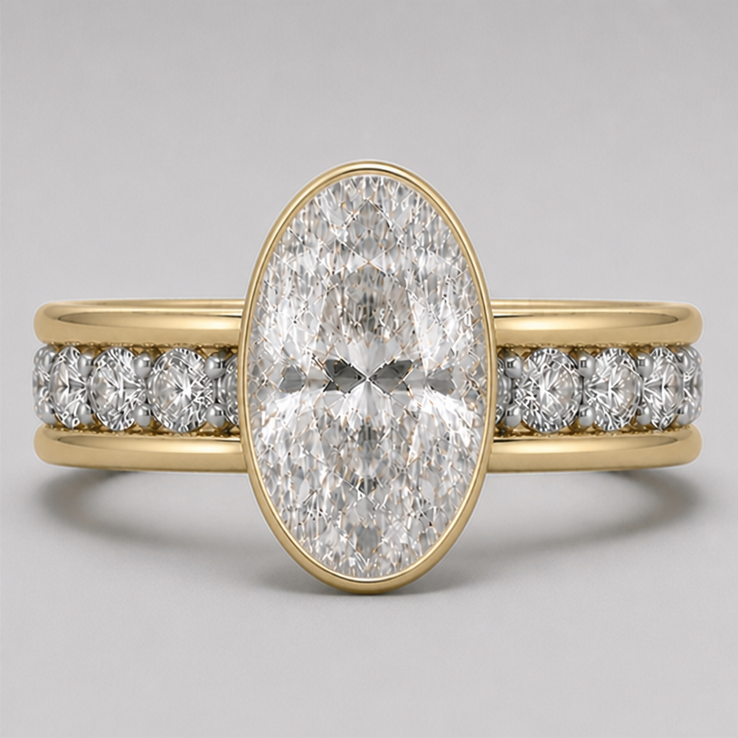 tapered down bezel wall
edit the attached jewelry design with these instructions: tapered down bezel wall. keep it photorealistic, just the design no text