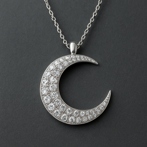  moon big pave necklace 