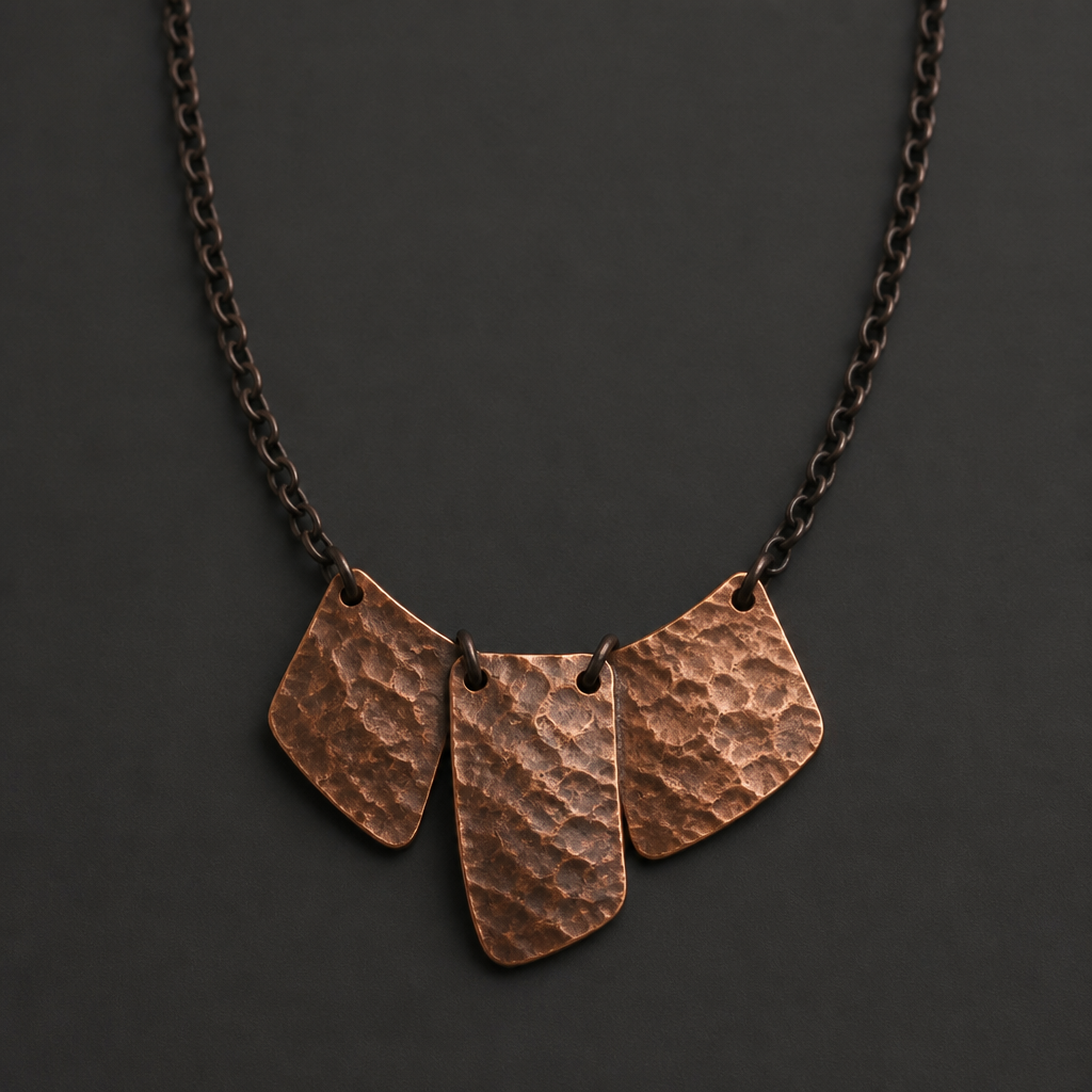 Hammered copper necklace
photorealistic jewelry design, Hammered copper necklace
, contemporary style, just the design no text