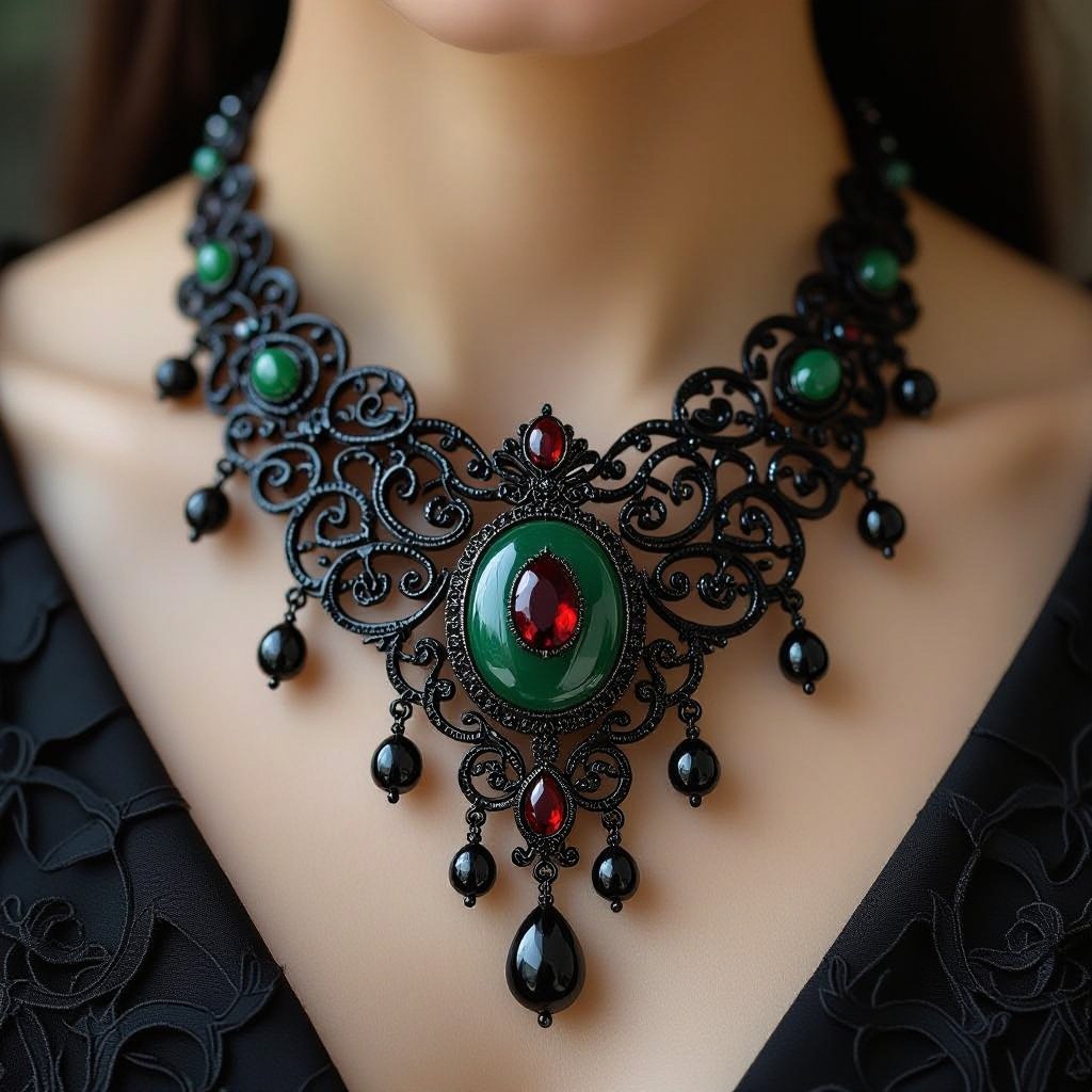 Make a high jewellery necklace with Chinese patterns in jade gemstone 