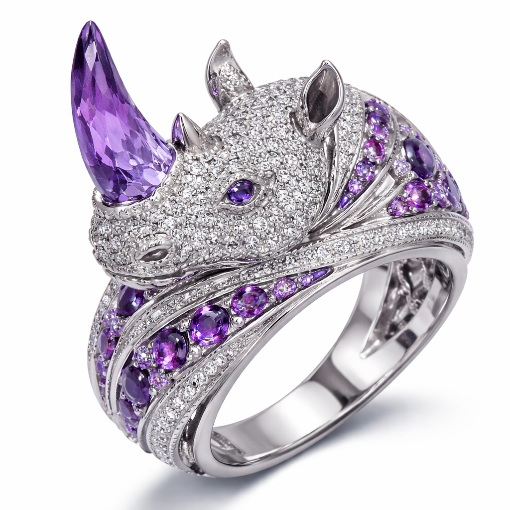 South soudan nasenhorn Ring Diamond purple