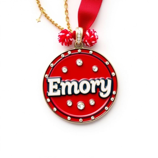 Medal necklace that is good for a cheerleader that says Emory