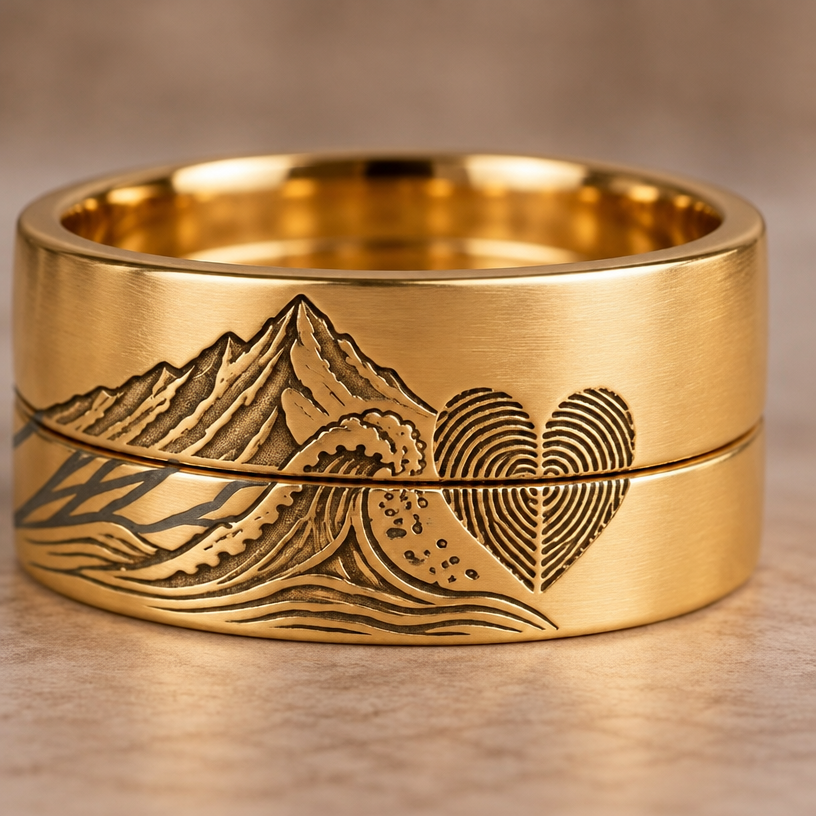 A women's ring. escribe en este tipo de fuente Barcelony Script. Dani y Alex sería el único cambio
en cada anillo
using the attached image as a visual reference, create A women's ring. escribe en este tipo de fuente Barcelony Script. Dani y Alex sería el único cambio
en cada anillo. photorealistic, just the design no text