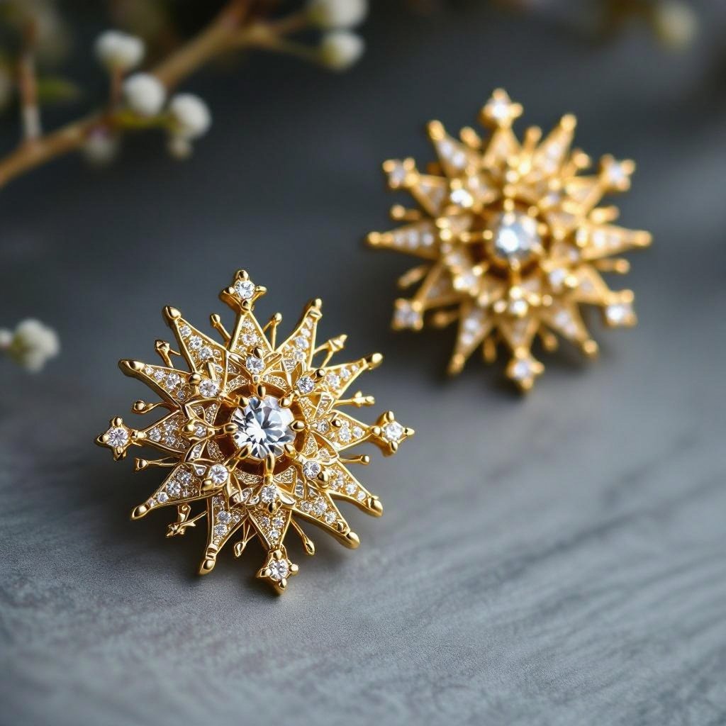 Золотые серьги космический дизайн сириус