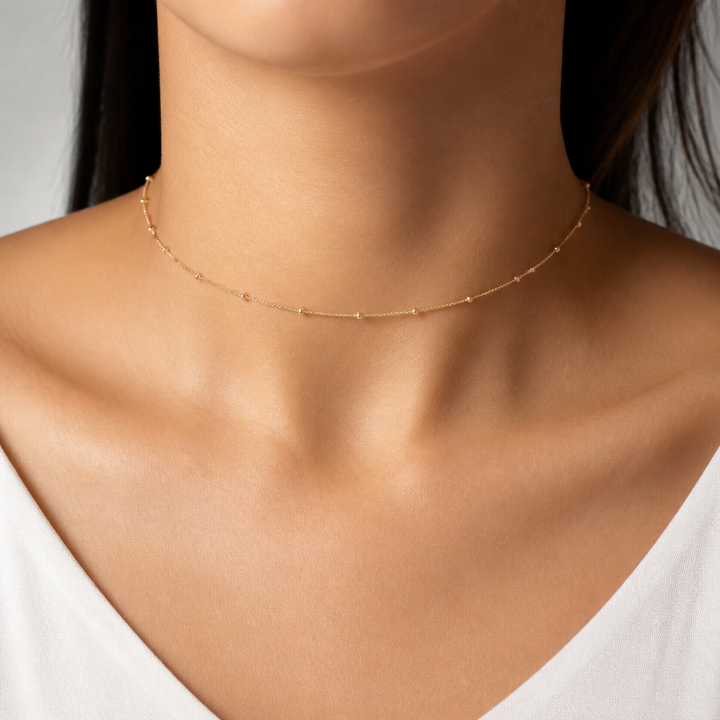 A choker women's necklace, minimalist, simple and delicate, clean lines
photorealistic jewelry design, A choker women's necklace, minimalist, simple and delicate, clean lines, choker style, just the design no text