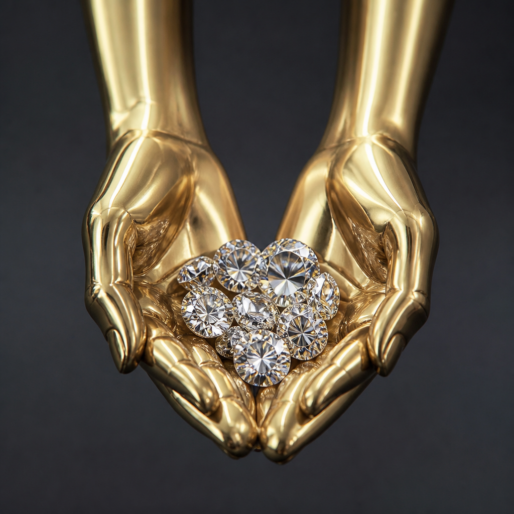 Hands holding diamonds
photorealistic jewelry design, Hands holding diamonds , just the design no text