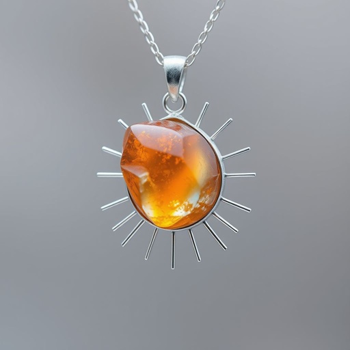 Create a pendant with raw natural gemstone pendant shall look like sun rising. Using minimal silver 