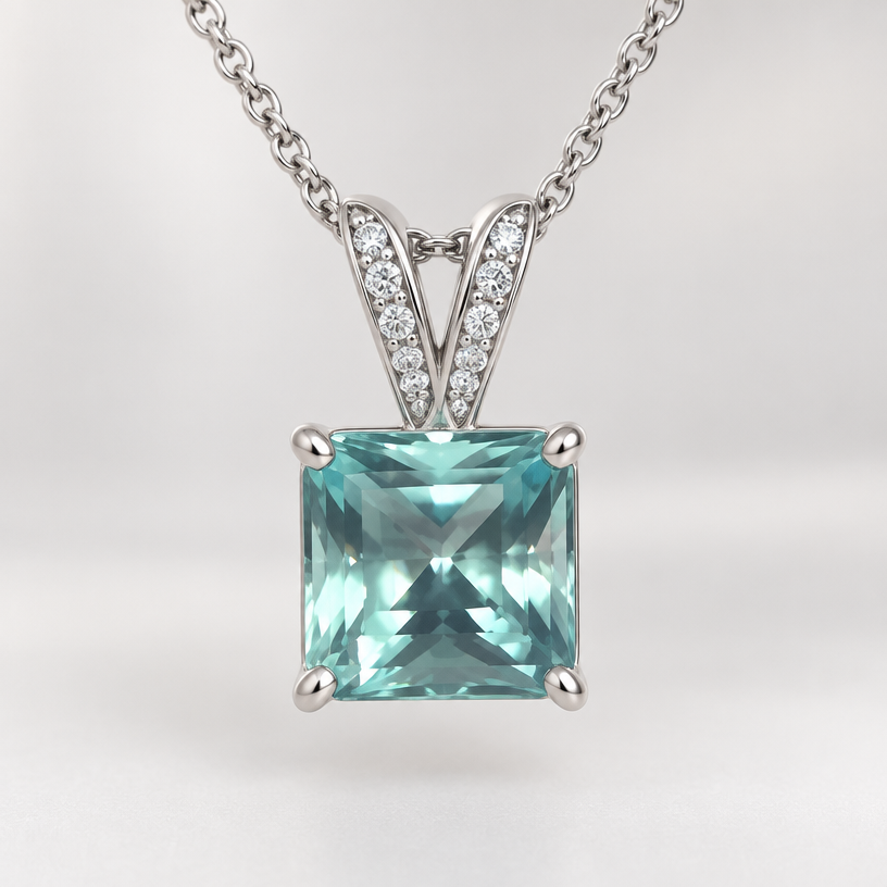 A women's pendant made of white gold. something that will showcase the gem
using the attached image as a visual reference, create A women's pendant made of white gold. something that will showcase the gem. photorealistic, just the design no text