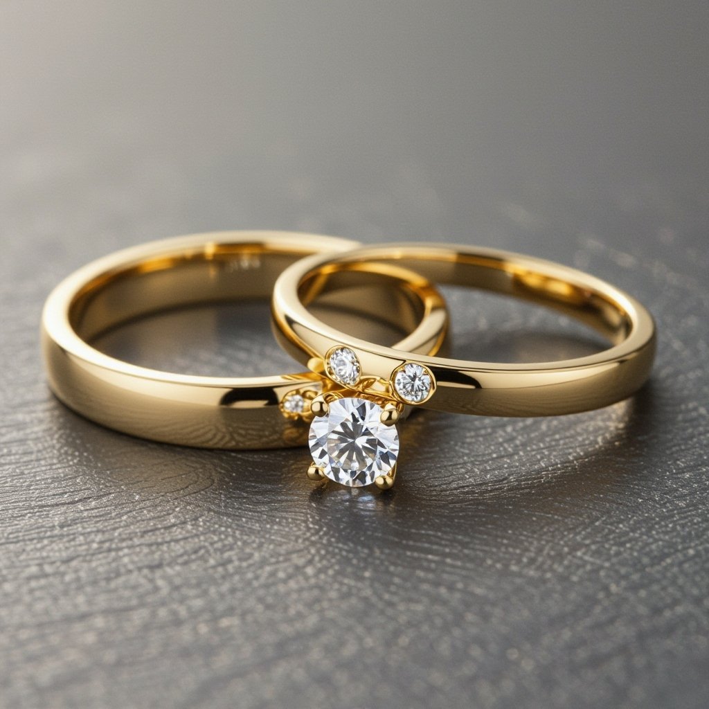 Wedding and engagement ring combo
