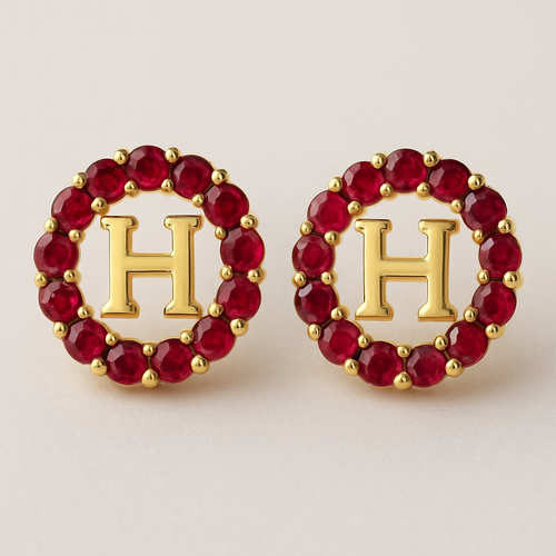 ruby ear buds  with H Letter