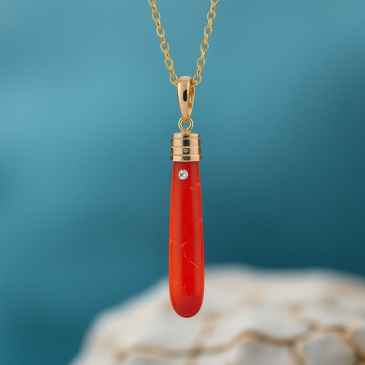 Create pendant with tube shape of red coral