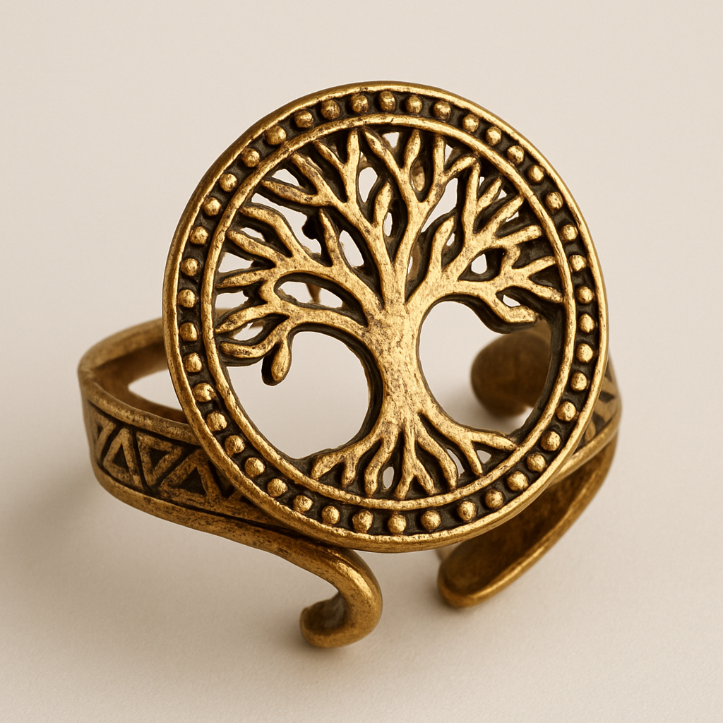A ring of Tree of life  made of brass  and adjustable 