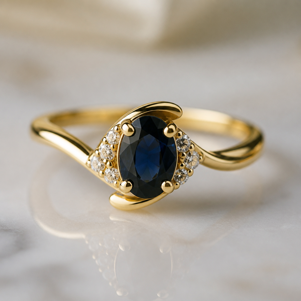 A modern women's ring made of gold with sapphire stones suitable for anniversary. 訂婚介子給英國人,現代款,藍寶石加鑽石款
photorealistic jewelry design, A modern women's ring made of gold with sapphire stones suitable for anniversary. 訂婚介子給英國人,現代款,藍寶石加鑽石款, modern style, just the design no text