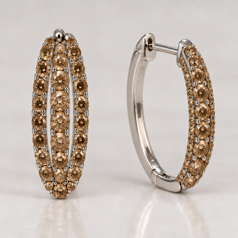Add a center diamond champagne color 3.2 mm
edit the attached jewelry design with these instructions: Add a center diamond champagne color 3.2 mm. keep it photorealistic, just the design no text