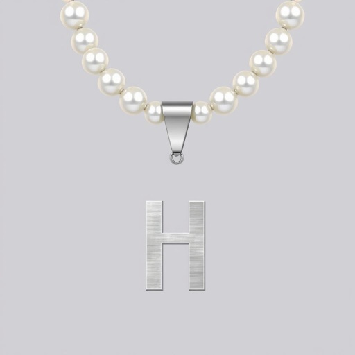 A letter H with a pearl necklace