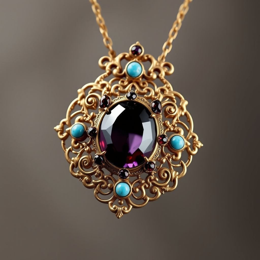 With semiprecious stones