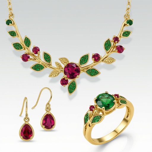 Necklace ,earring and ring design with colorful spinel 