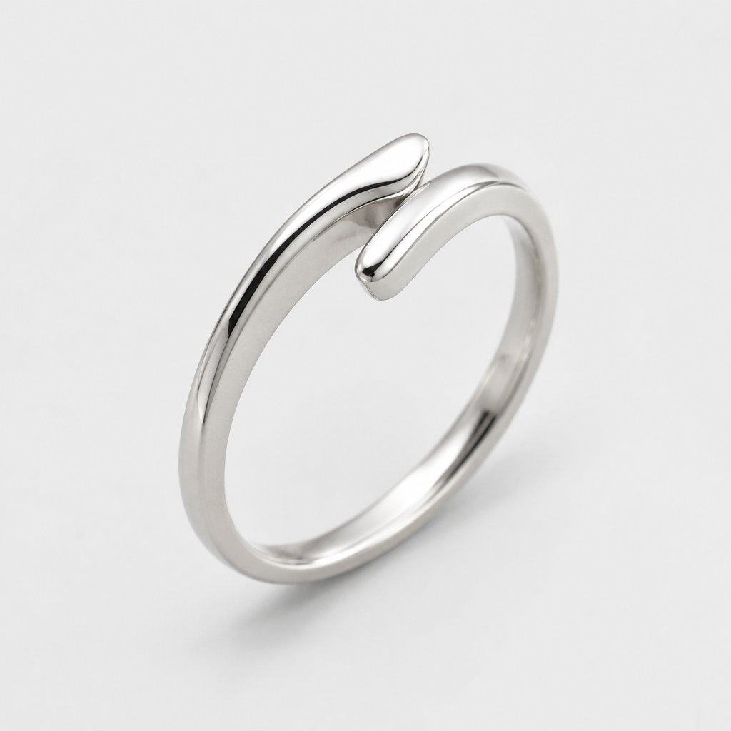 A minimalist women's ring made of silver
photorealistic jewelry design, A minimalist women's ring made of silver, minimalist style, just the design no text