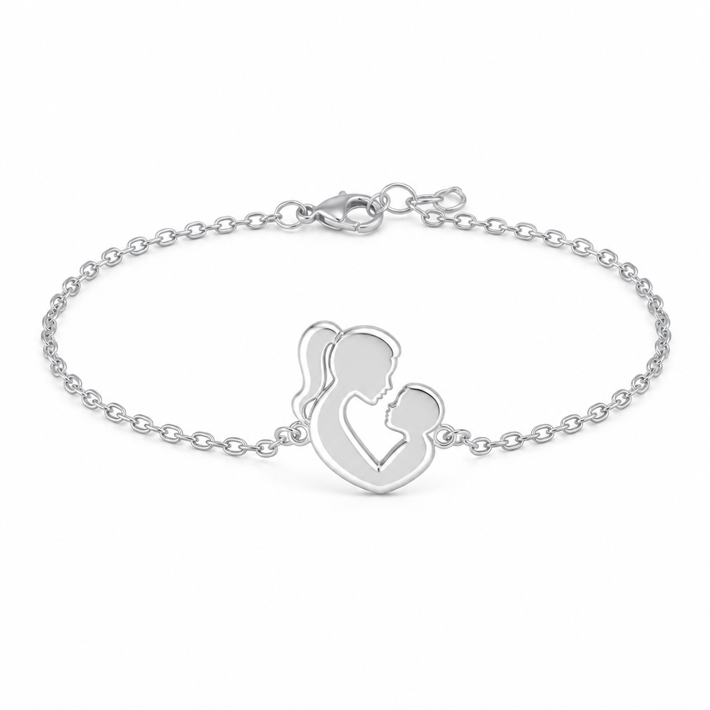 Momy derriere un bracelet en argent avec un symbole qui tient a son gars
photorealistic jewelry design, Momy derriere un bracelet en argent avec un symbole qui tient a son gars , just the design no text