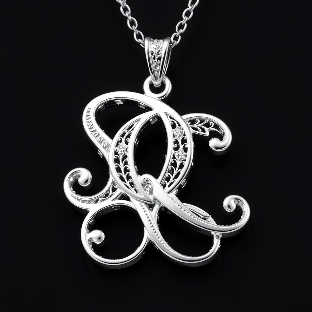silver necklace with the pendant in letter SQin a stylish way 
