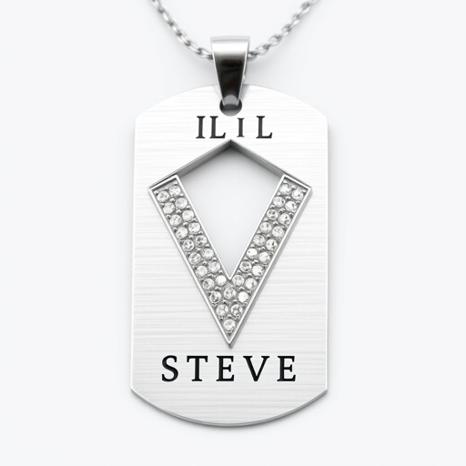 Dog tag pendant one way at the top and lil Steve at the bottom biggest V in the middle