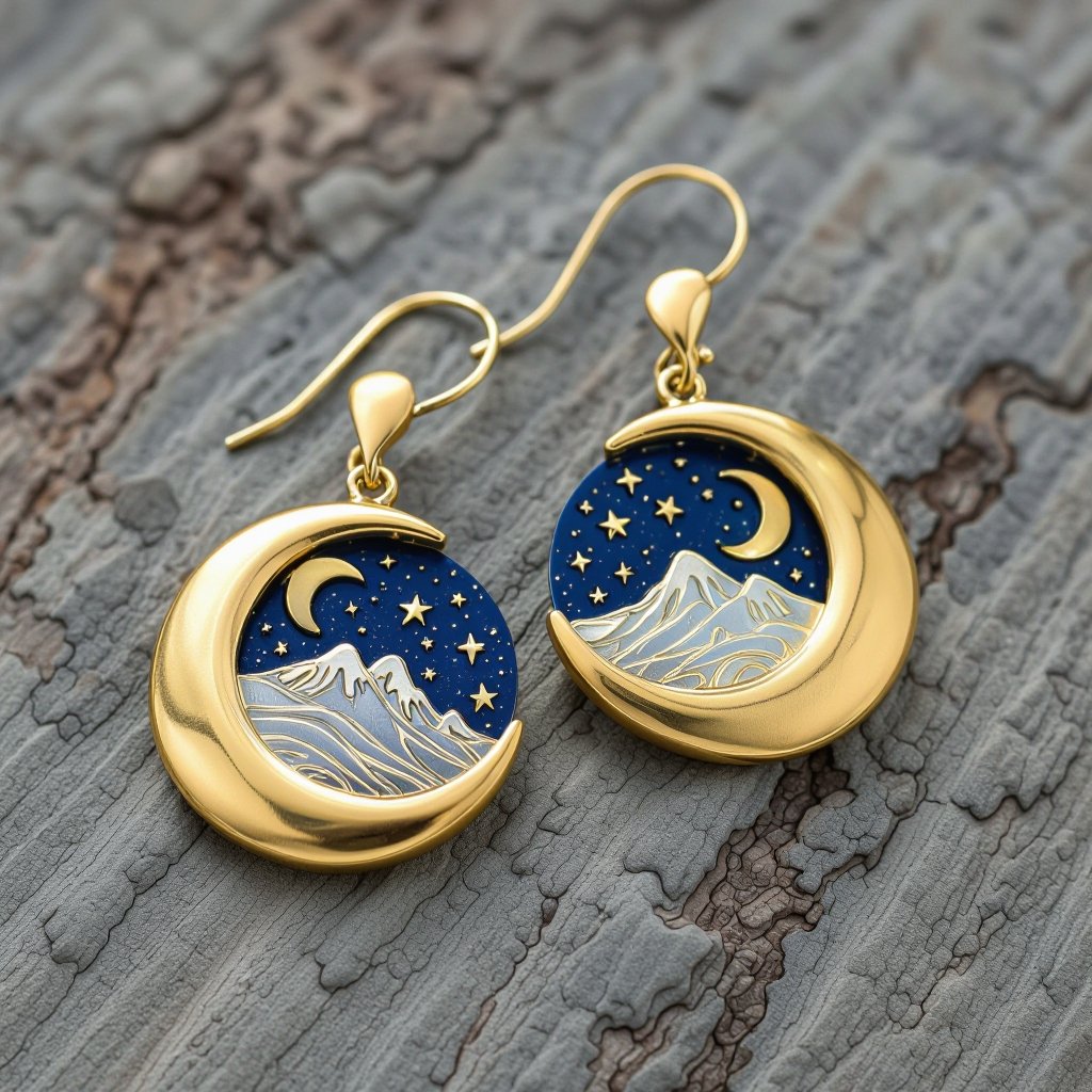 Серьги только в золотом цвете без камней фазы луны длинные серьги плавные формы