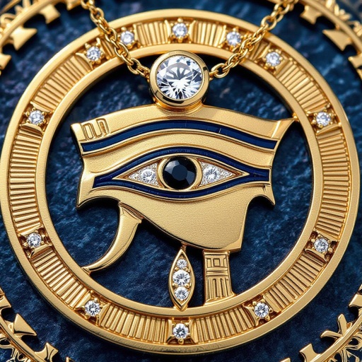 Золотой матовый медальон в форме египетского глаза тора 