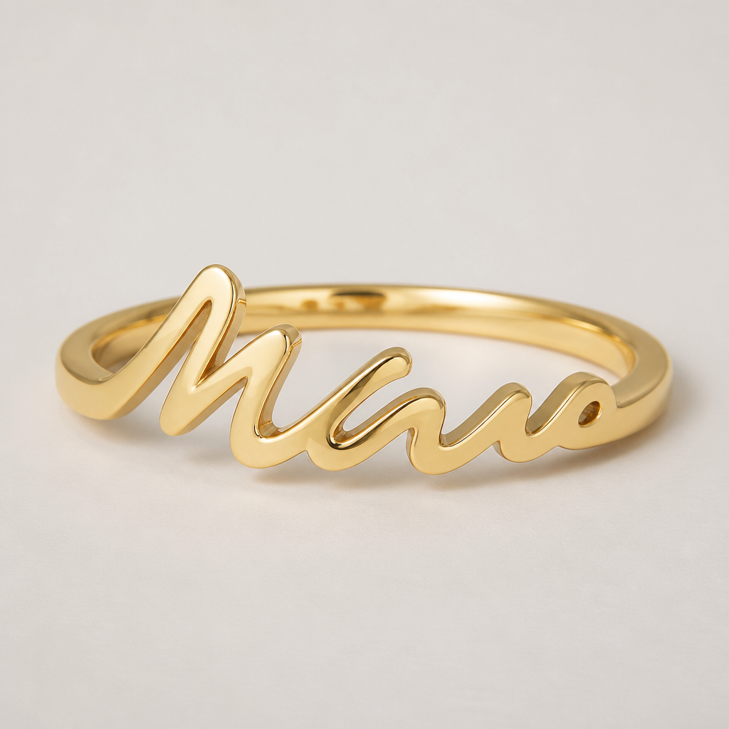 A women's ring. sortija lisa con mi nombre Ma. Crisever en letra cursiva
photorealistic jewelry design, A women's ring. sortija lisa con mi nombre Ma. Crisever en letra cursiva, modern style, just the design no text