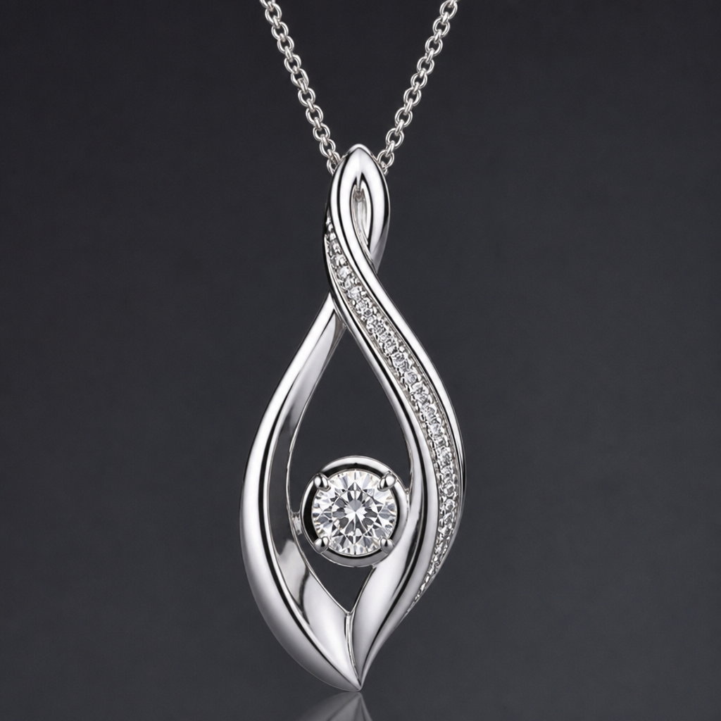 A women's pendant made of silver suitable for formal
photorealistic jewelry design, A women's pendant made of silver suitable for formal, modern style, just the design no text