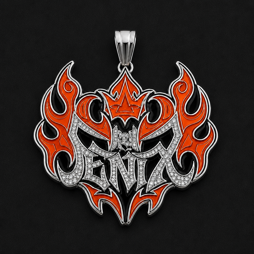 change the light orange color to dark orange
edit the attached jewelry design with these instructions: change the light orange color to dark orange. keep it photorealistic, just the design no text