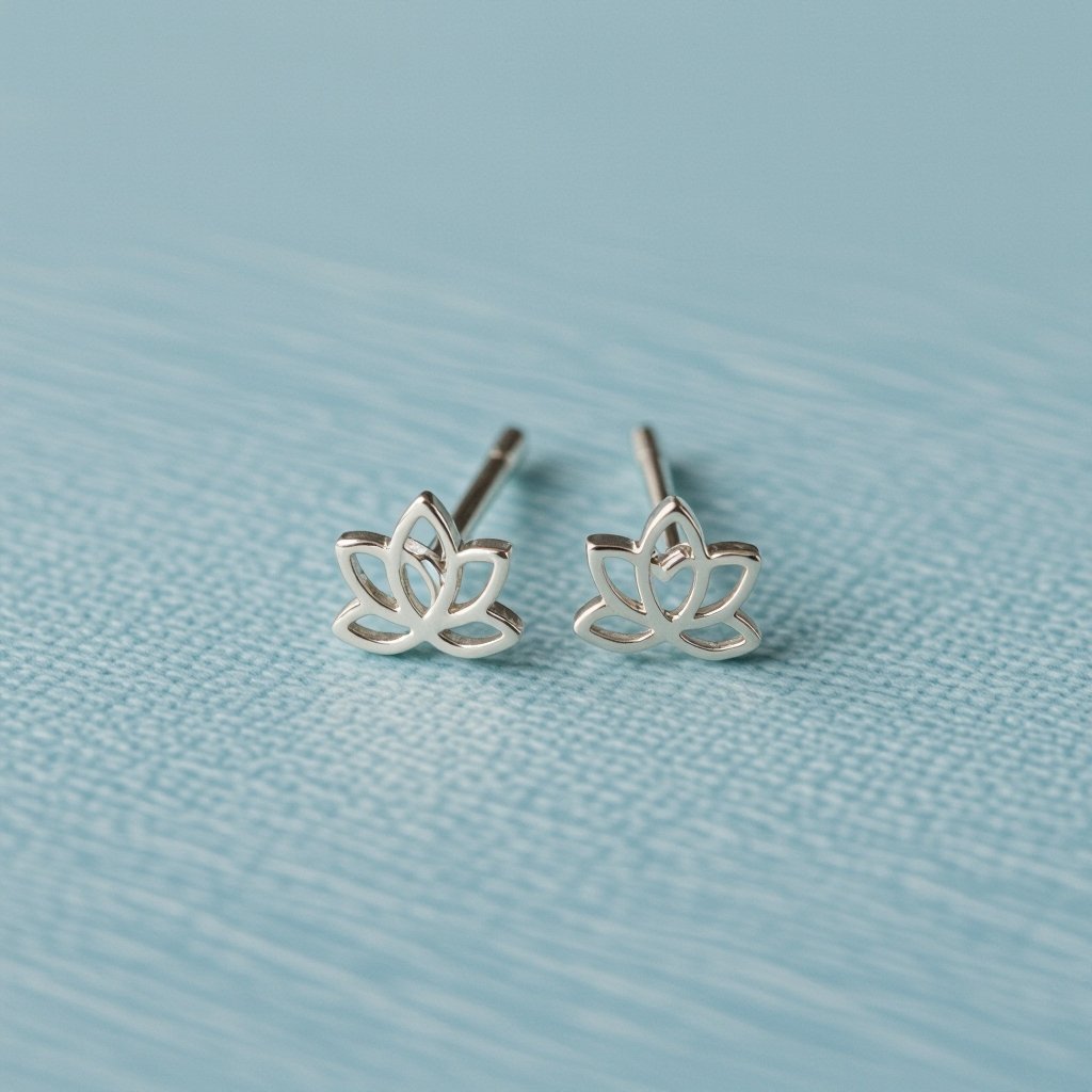 Ювелирная моносерьга в дополнительный прокол маленький лотос плоский