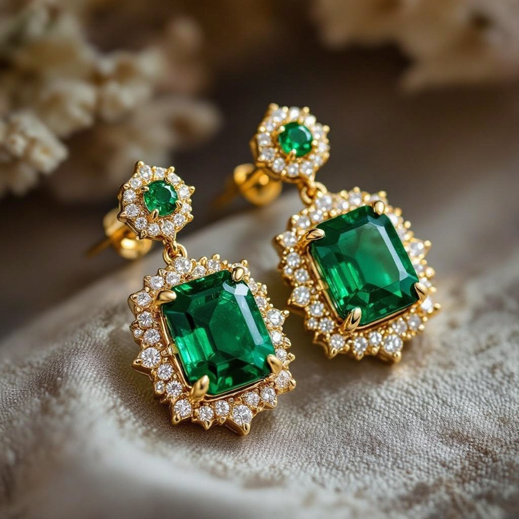 Statement earrings green