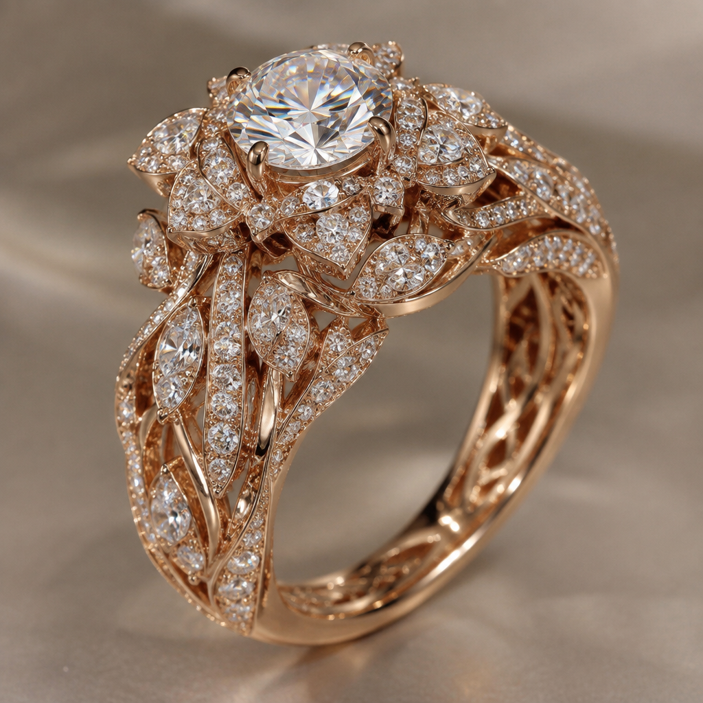 A women's ring, highly ornate, intricate and elaborate, richly detailed. اريد طوق مرصع بالكريستال
photorealistic jewelry design, A women's ring, highly ornate, intricate and elaborate, richly detailed. اريد طوق مرصع بالكريستال, modern style, just the design no text