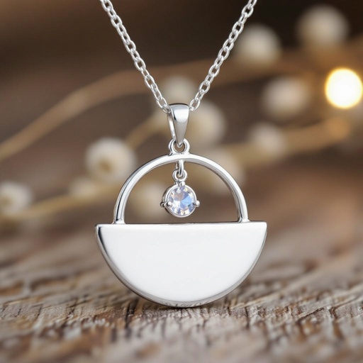 Луна полумесяцем и маленький в виде кристала лунный камень подвеска