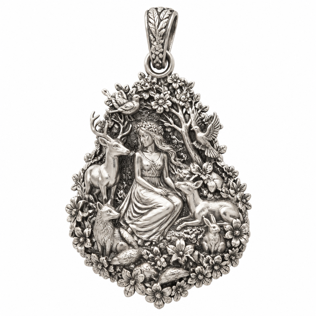 A vintage women's pendant made of silver suitable for festival. An extraordinary excellent beautiful and delicate, super modern pendant with all the elements of nature, with all the animals, with all the plants and with all the flowers of the forest of the mountains, without stones, without background only the pendant, all the animals, plants, trees, flowers, women to be like statues.
photorealistic jewelry design, A vintage women's pendant made of silver suitable for festival. An extraordinary excellent beautiful and delicate, super modern pendant with all the elements of nature, with all the animals, with all the plants and with all the flowers of the forest of the mountains, without stones, without background only the pendant, all the animals, plants, trees, flowers, women to be like statues., vintage style, just the design no text