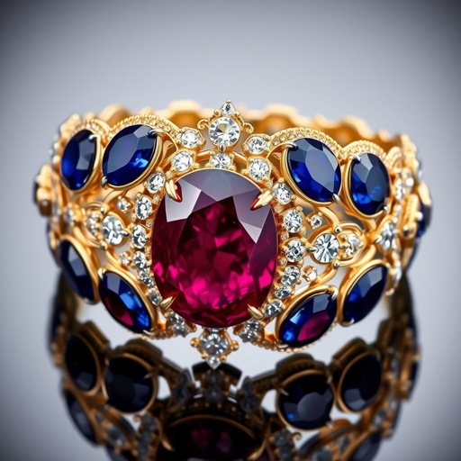 A oval shaped cut, 50 carat ruby and lapis gemstones, FL IF clarity braclets
