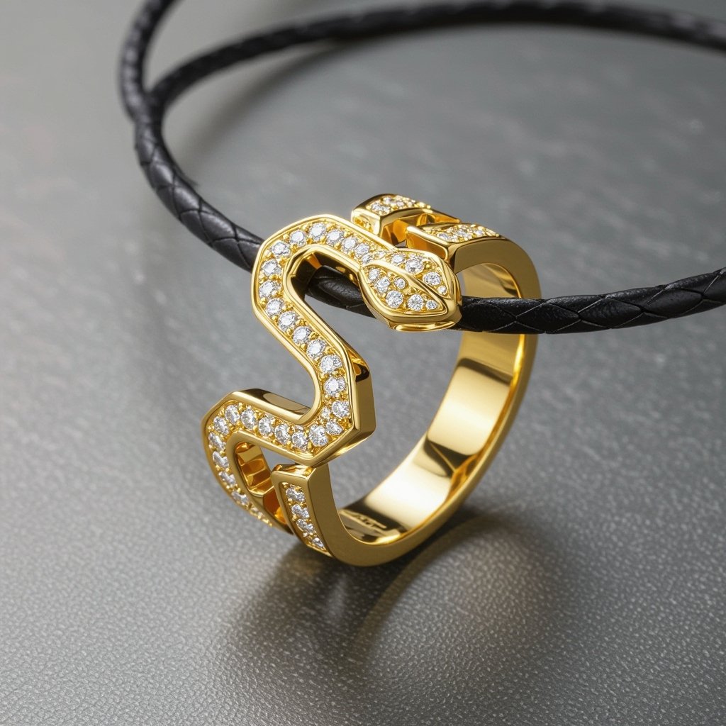Pendant Geomatric snake leather with diamonds of architecture shapes and edges of bracelet banglea