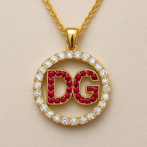 ruby with D and G letters pendant 