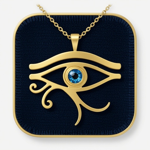 Золотой матовый медальон в форме египетского глаза тора 
