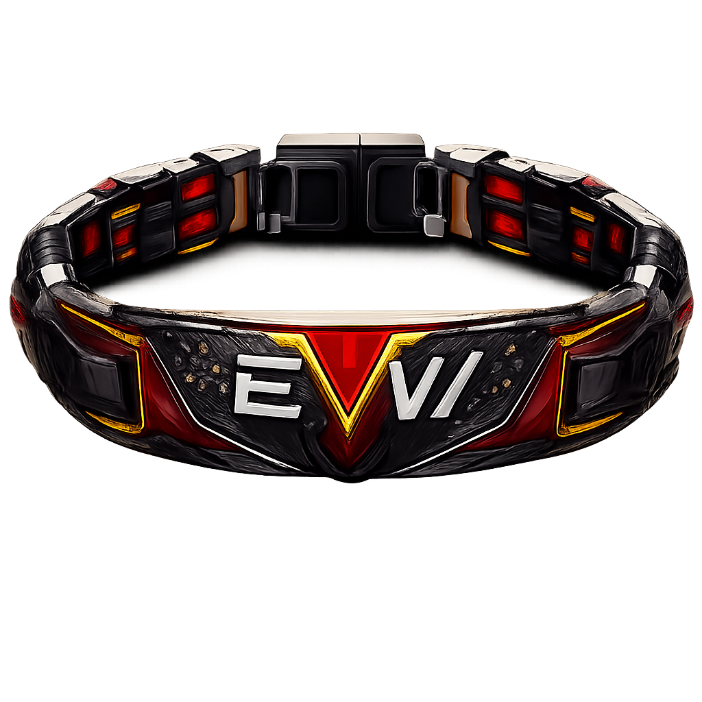 Only Amber red black colour man’s bracelet EVW sports logo arm