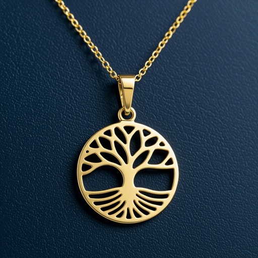 Золотой кулон с изображением дерева узоры с завитками