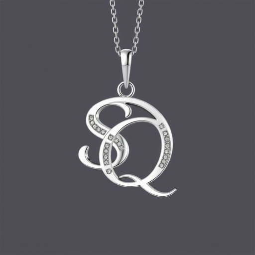 silver necklace with the pendant in letter SQ in a stylish way 
