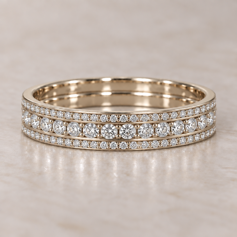 make the gold color less yellow. and make the diamond size difference more noticeable they all look the same size
make the gold color less yellow. and make the diamond size difference more noticeable they all look the same size