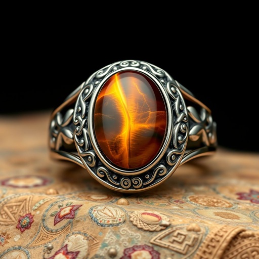 Tungsten with an oval cut tiger’s eye